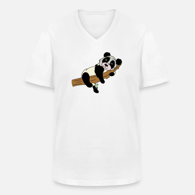 Panda auf Ast Illustration - Männer-T-Shirt mit V-Ausschnitt - Weiß