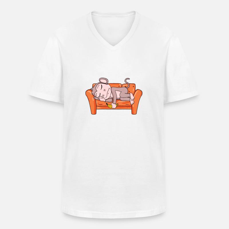 Affe - Männer-T-Shirt mit V-Ausschnitt - Weiß