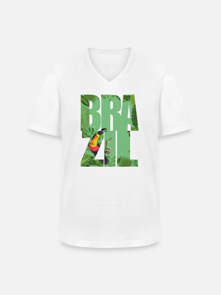 Brésil - T-shirt col V Homme - blanc