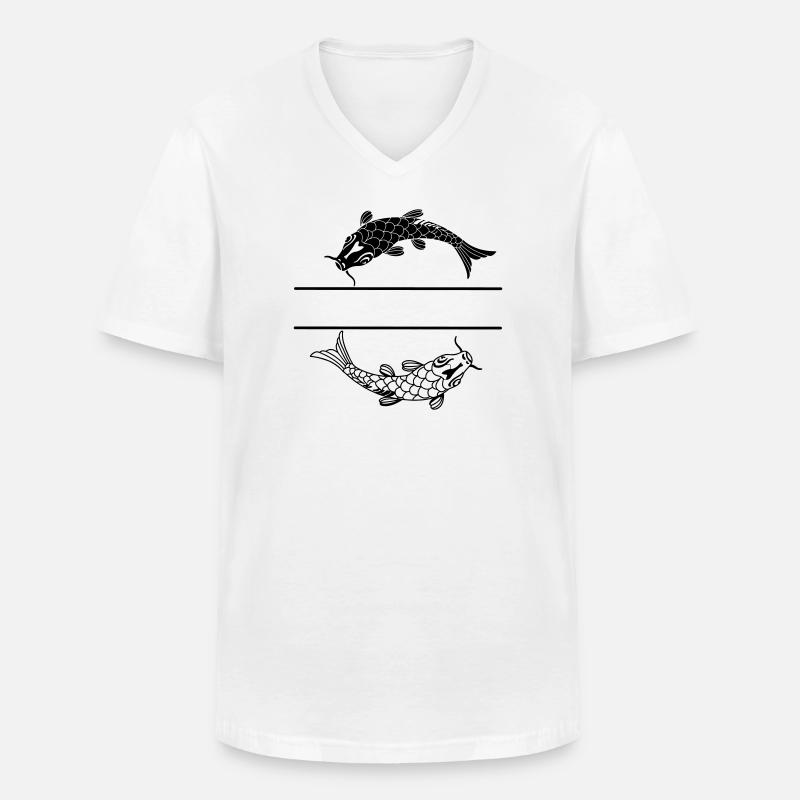 Fisch schwarz-weiß mit leerer Textleiste - Männer-T-Shirt mit V-Ausschnitt - Weiß
