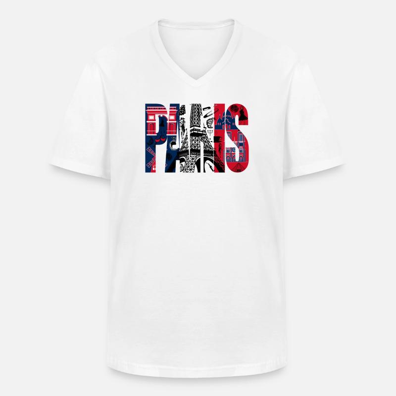 Collage Paris Eiffeltour - Männer-T-Shirt mit V-Ausschnitt - Weiß
