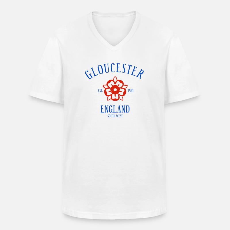 GLOUCESTER England - Männer-T-Shirt mit V-Ausschnitt - Weiß