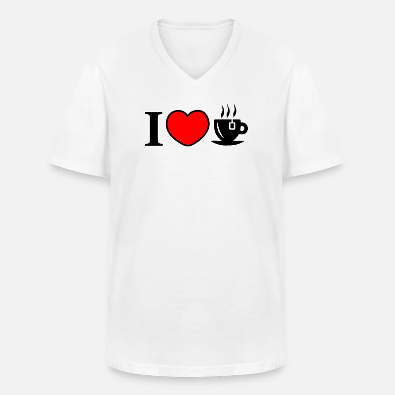 Herz und eine Tasse Tee - Männer-T-Shirt mit V-Ausschnitt - Weiß