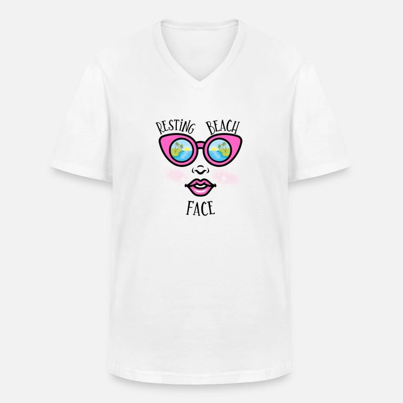 Resting Beach Face - Beach Lovers - Männer-T-Shirt mit V-Ausschnitt - Weiß