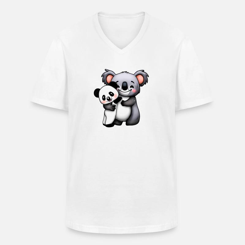 simpatico orso koala e orso panda squeeze e - Maglietta da uomo classica con scollo a V - bianco