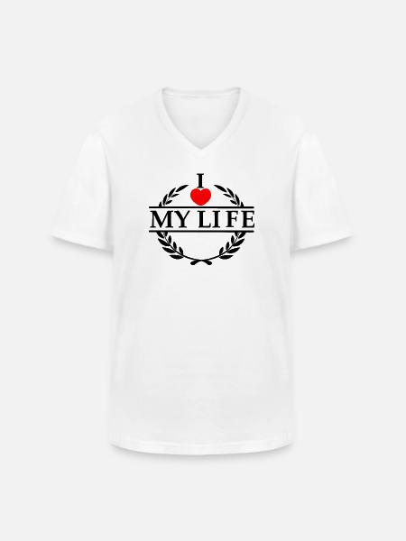Elsker dit hjerte 020 - Klassisk herre T-shirt med V-udskæring - hvid