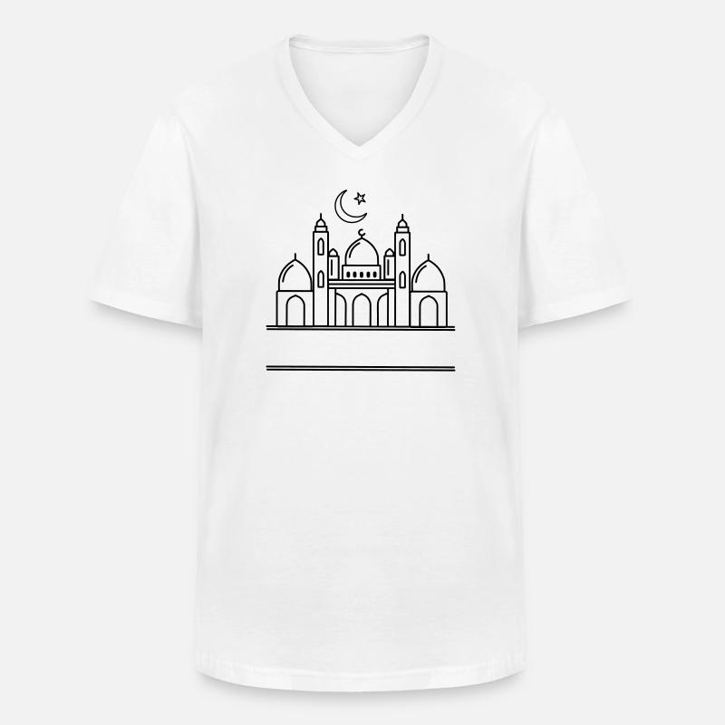 Moschee mit transparenter Textleiste - Männer-T-Shirt mit V-Ausschnitt - Weiß