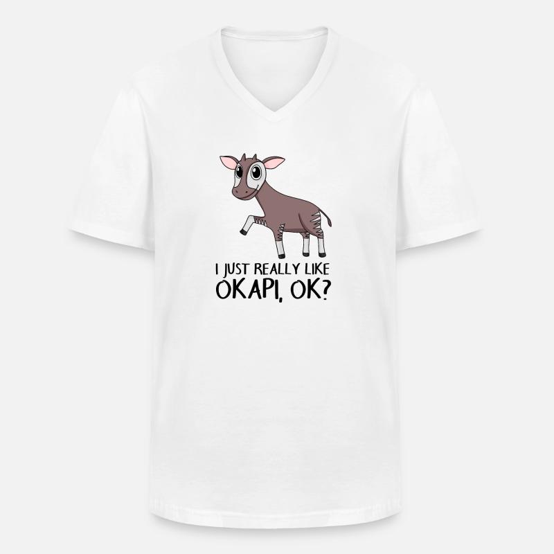 Okapi - Männer-T-Shirt mit V-Ausschnitt - Weiß