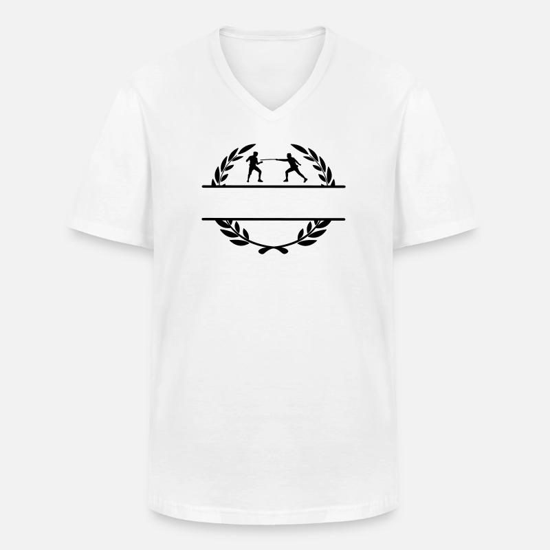 Fechtwettbewerb im Lorbeerkranz - Männer-T-Shirt mit V-Ausschnitt - Weiß
