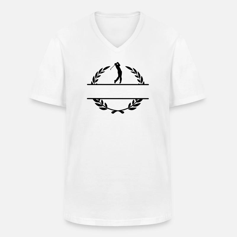 Golfer im Lorbeerkranz-Monogramm - Männer-T-Shirt mit V-Ausschnitt - Weiß