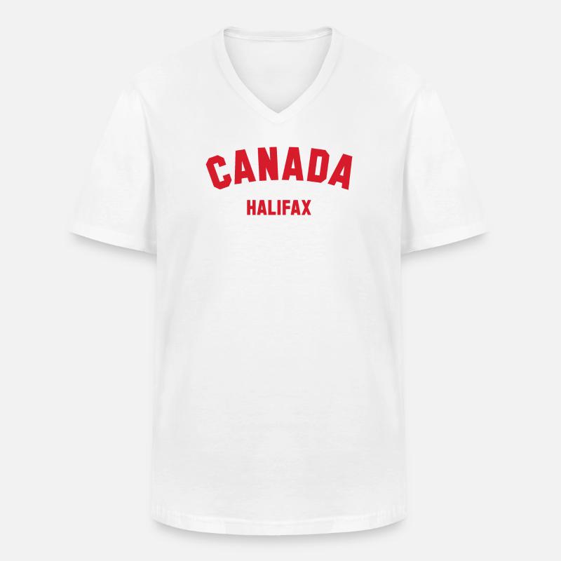 HALIFAX Canada - Männer-T-Shirt mit V-Ausschnitt - Weiß