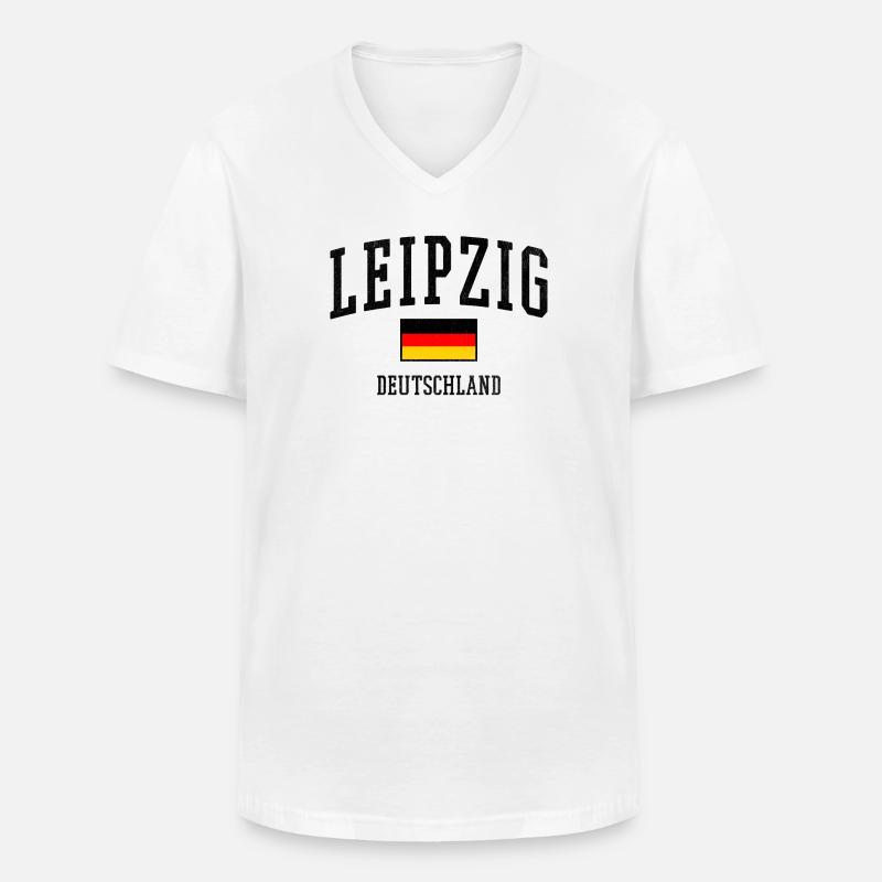Leipzig Deutschland Design mit Flagge - Männer-T-Shirt mit V-Ausschnitt - Weiß