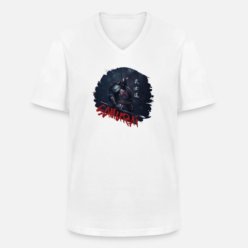 Samurai Krieger mit Katana - Männer-T-Shirt mit V-Ausschnitt - Weiß