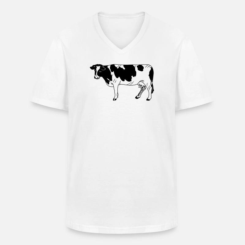 Kuh schwarzpelzig, Milchrasse - Männer-T-Shirt mit V-Ausschnitt - Weiß