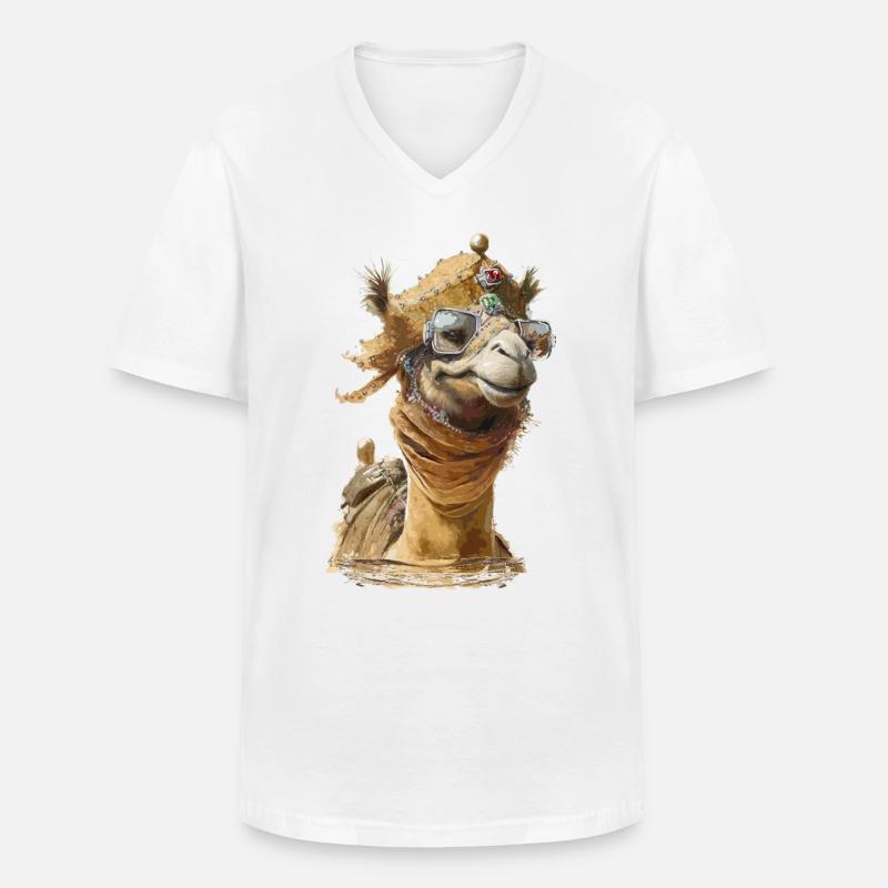 Cooles Kamel - Männer-T-Shirt mit V-Ausschnitt - Weiß