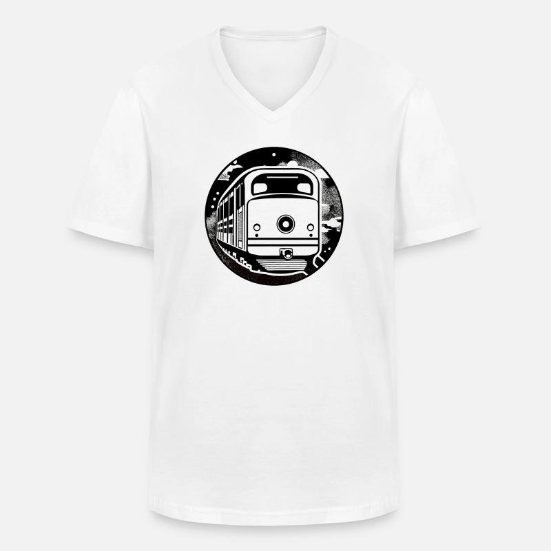 Lokomotive, Zug, Eisenbahn - Männer-T-Shirt mit V-Ausschnitt - Weiß