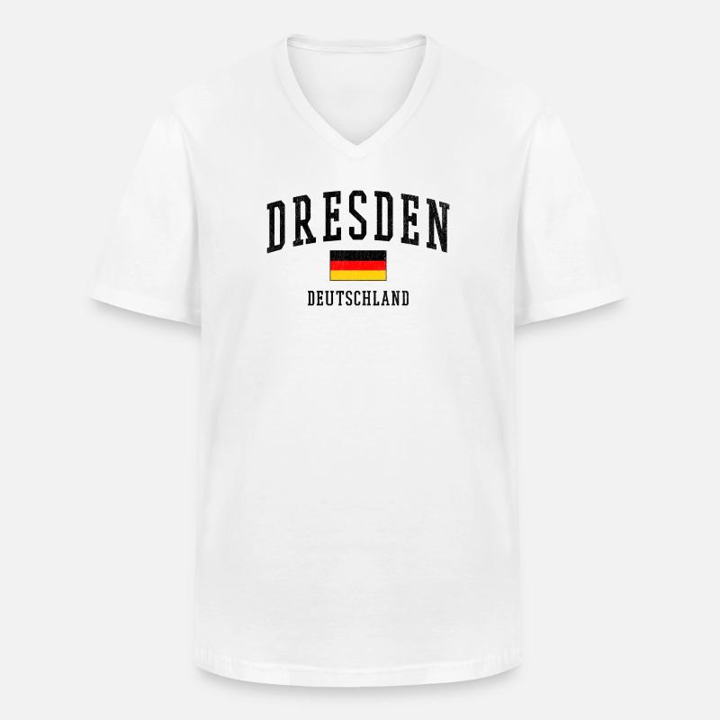 Dresden - Männer-T-Shirt mit V-Ausschnitt - Weiß
