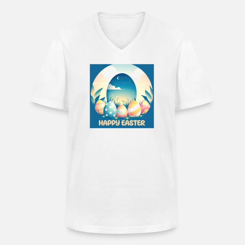 Happy Easter, Easter Egg - Men's V-Neck T-Shirt - white