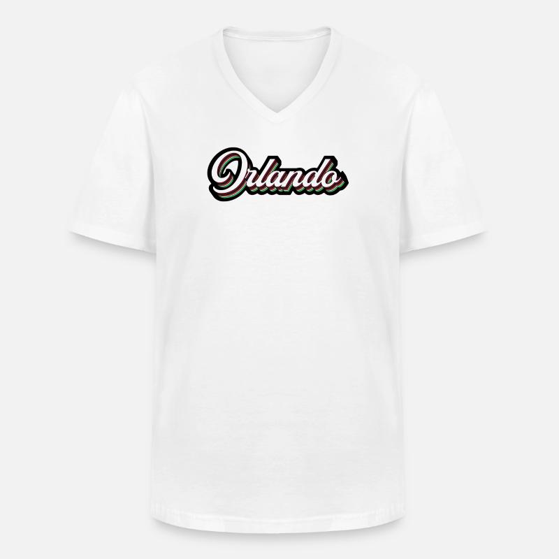 Orlando Rainbow Script - Männer-T-Shirt mit V-Ausschnitt - Weiß
