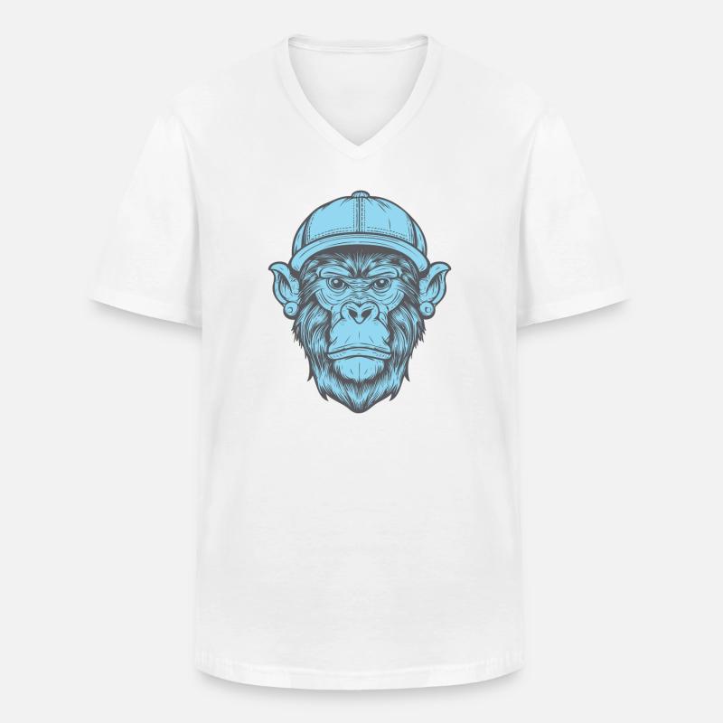 Funky Affe - Männer-T-Shirt mit V-Ausschnitt - Weiß