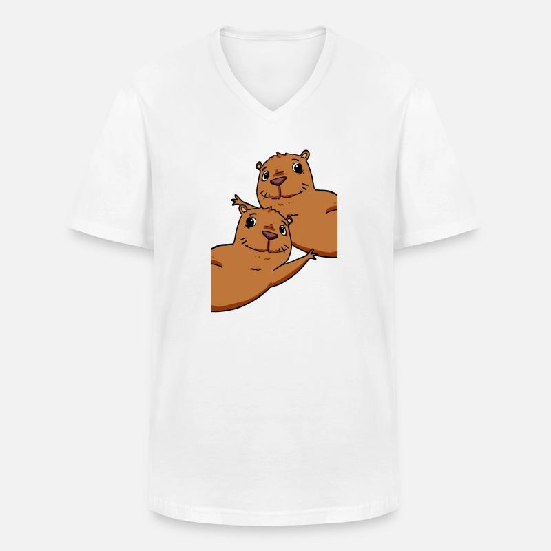 Capybara Wasserschwein - Männer-T-Shirt mit V-Ausschnitt - Weiß