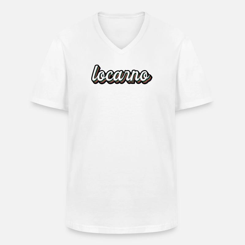 Locarno Regenbogen Script - Männer-T-Shirt mit V-Ausschnitt - Weiß