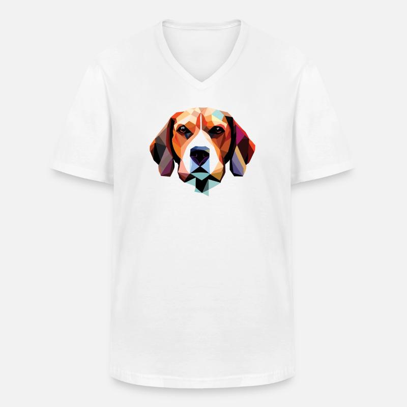 Beagle Hund Polygon - Männer-T-Shirt mit V-Ausschnitt - Weiß