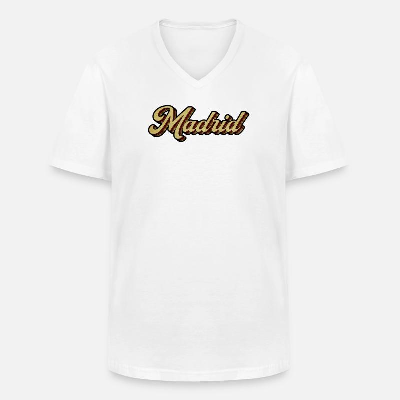 Madrid Retro Striped Script - Männer-T-Shirt mit V-Ausschnitt - Weiß