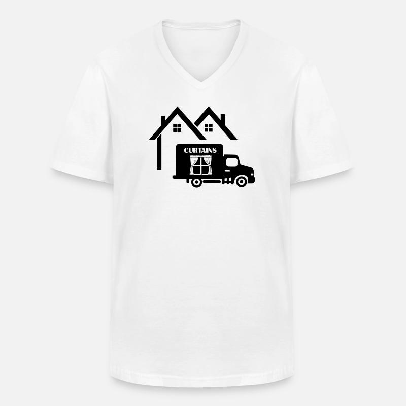 LKW-Vorhänge zu Hause - Männer-T-Shirt mit V-Ausschnitt - Weiß