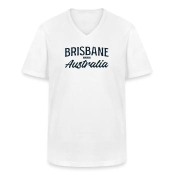 Brisbane Australie Script - T-shirt col V Homme - blanc - Devant - AI Model Male 185 light (185cm)