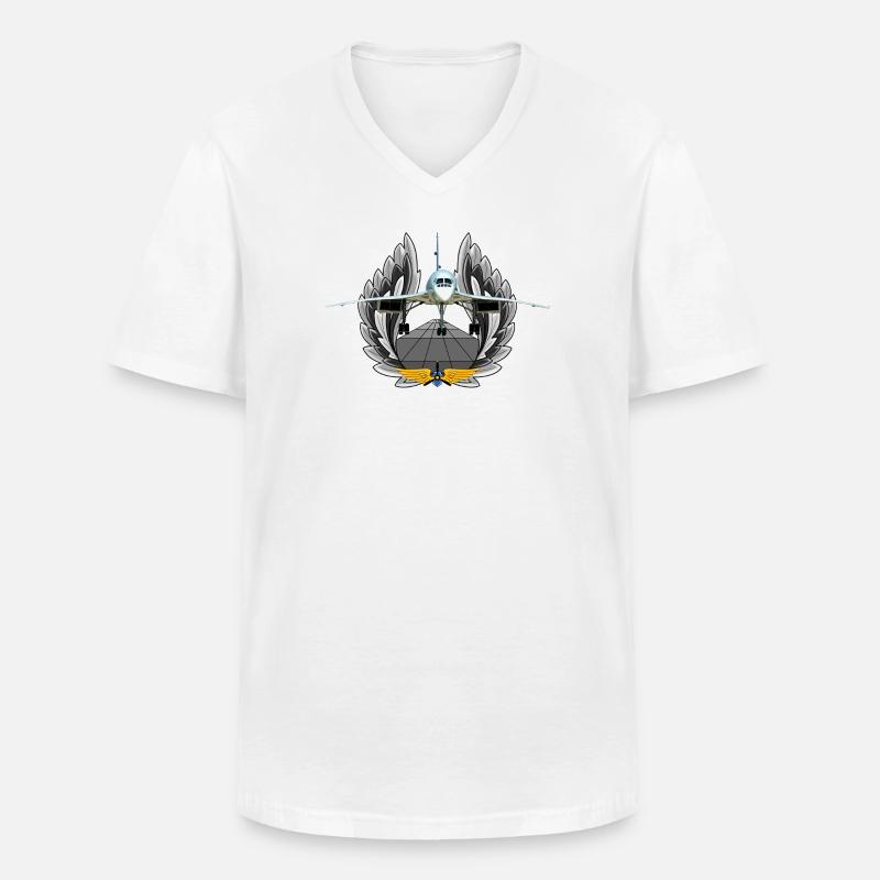Concorde - Männer-T-Shirt mit V-Ausschnitt - Weiß
