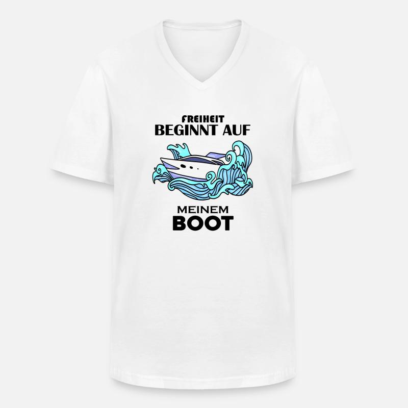 Boote Motorboot - Männer-T-Shirt mit V-Ausschnitt - Weiß
