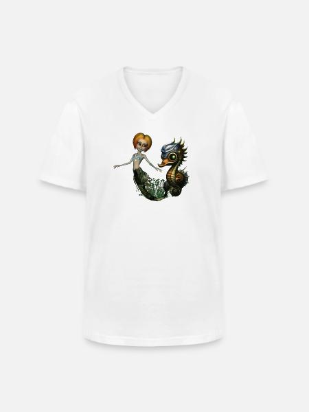 Die Freundschaft der Steampunk-Meerjungfrau - Männer-T-Shirt mit V-Ausschnitt - Weiß