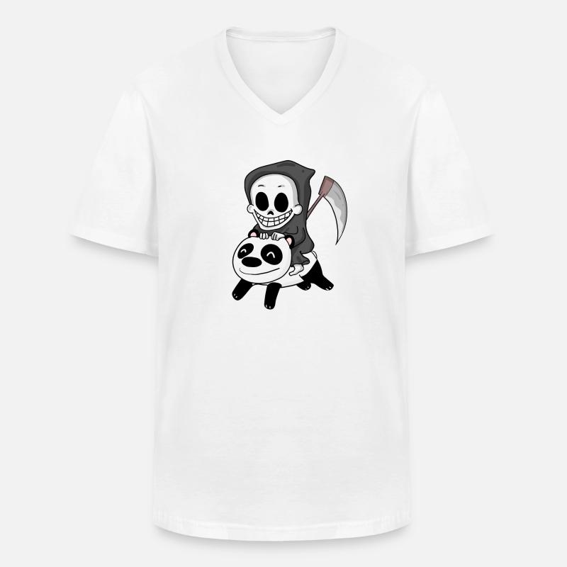 Sensenmann Panda - Männer-T-Shirt mit V-Ausschnitt - Weiß
