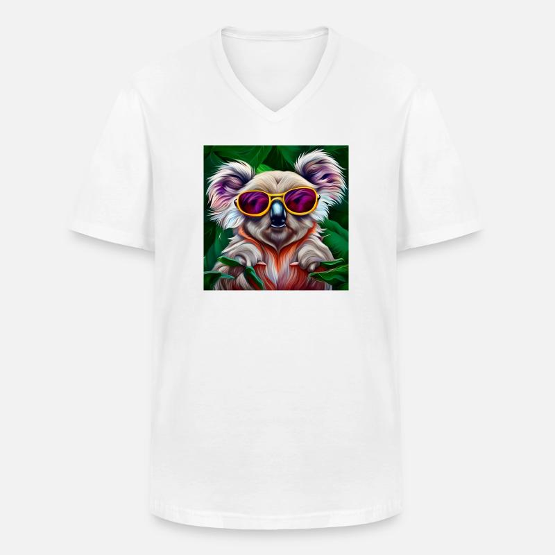 Bunter Koala mit Sonnenbrille - Männer-T-Shirt mit V-Ausschnitt - Weiß