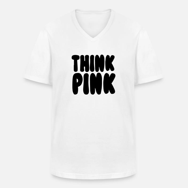 Think Pink - Männer-T-Shirt mit V-Ausschnitt - Weiß