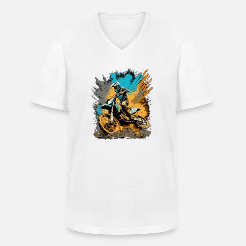 Motocross Action Schlamm Spritzer - Männer-T-Shirt mit V-Ausschnitt - Weiß