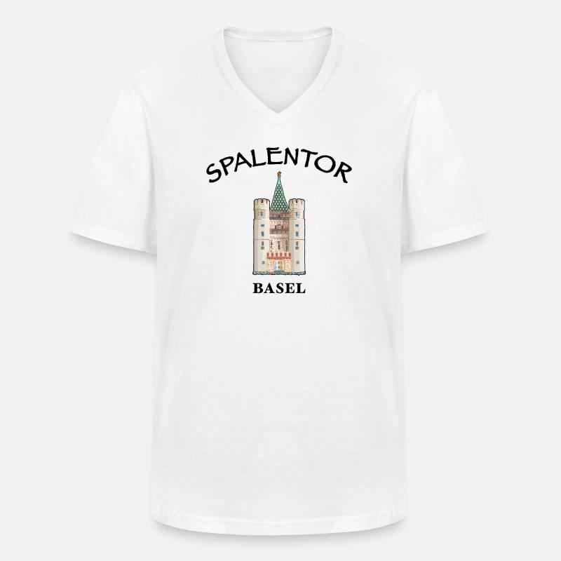 Basel, Spalentor, Schweiz - Männer-T-Shirt mit V-Ausschnitt - Weiß