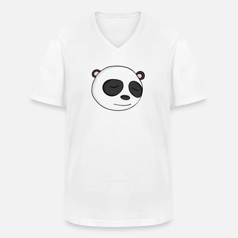 Panda Kopf - Männer-T-Shirt mit V-Ausschnitt - Weiß