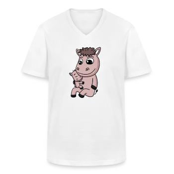 Pferd Familie - Pferd mit Baby - Männer-T-Shirt mit V-Ausschnitt - Weiß - Vorne - AI Model Male 185 light (185cm)