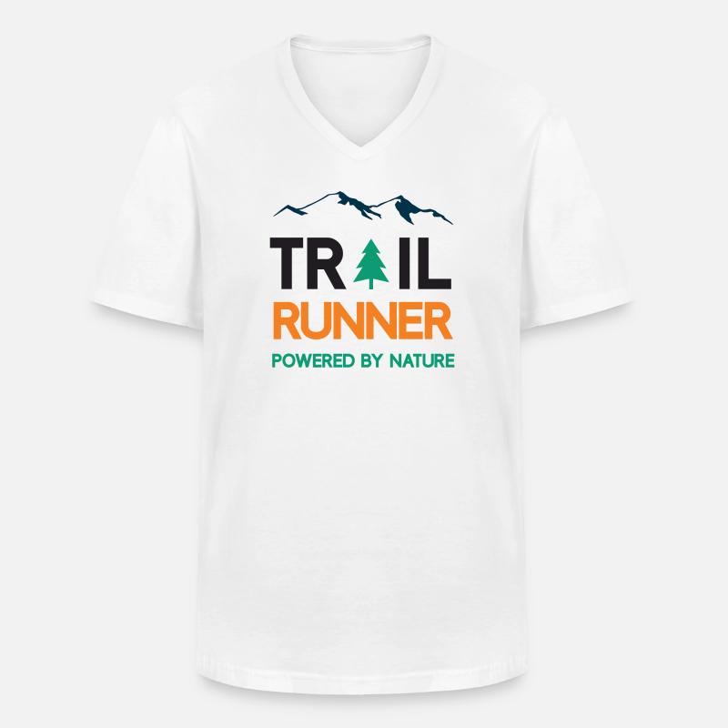 Trail Runner - Powered by Nature - Männer-T-Shirt mit V-Ausschnitt - Weiß