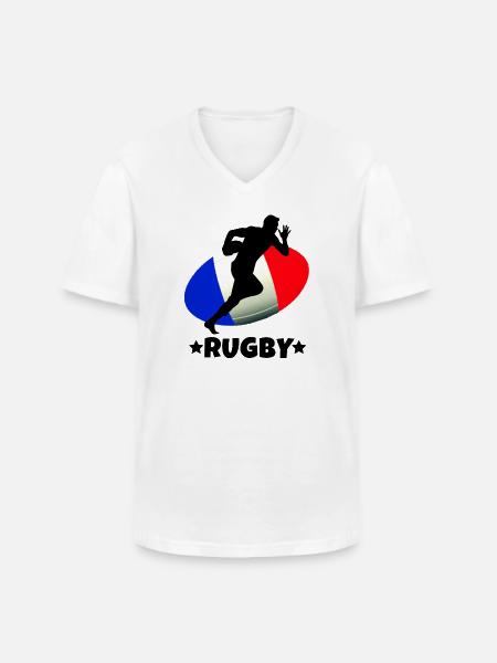 rugby, rugby sport, rugby French - Men's V-Neck T-Shirt - white