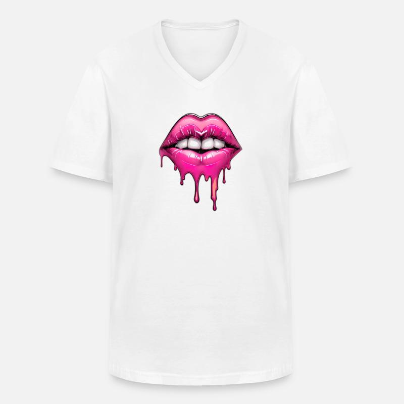 Lips - Men's V-Neck T-Shirt - white