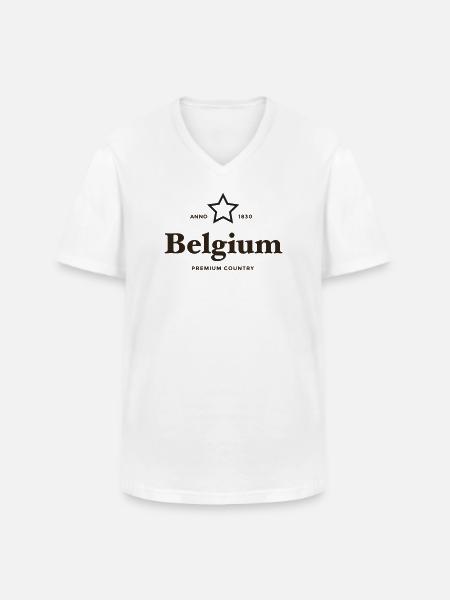 belgien PREMIUM LAND - Männer-T-Shirt mit V-Ausschnitt - Weiß