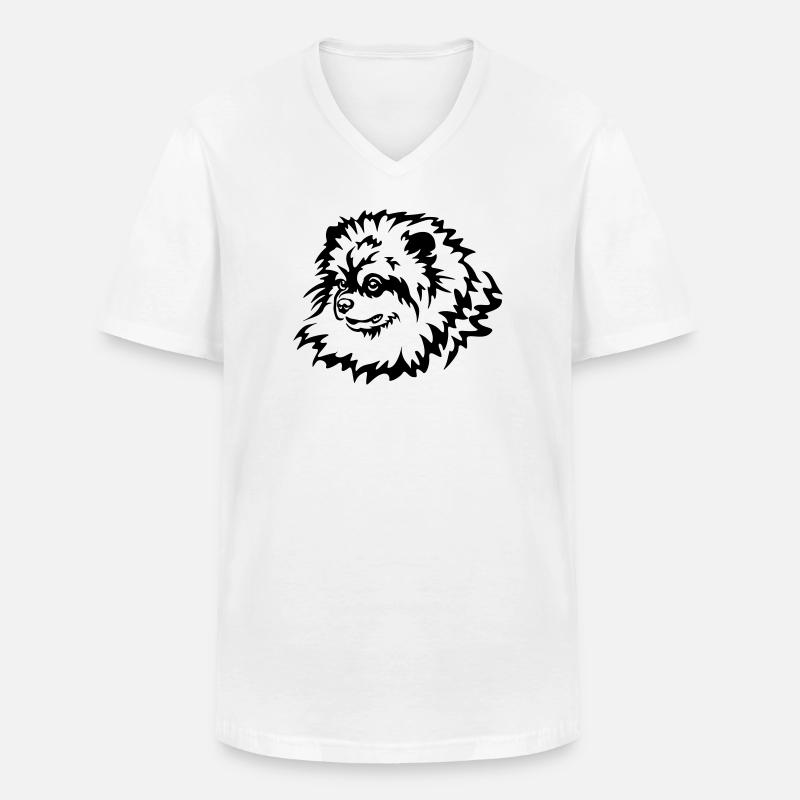 Zwergspitz Kopf - Männer-T-Shirt mit V-Ausschnitt - Weiß