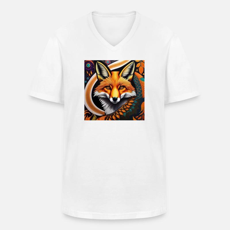 Fuchs - Männer-T-Shirt mit V-Ausschnitt - Weiß
