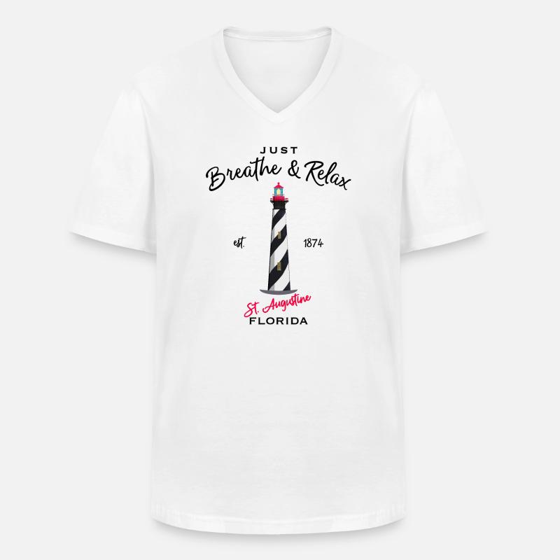 Florida, Leuchtturm St. Augustine - Männer-T-Shirt mit V-Ausschnitt - Weiß