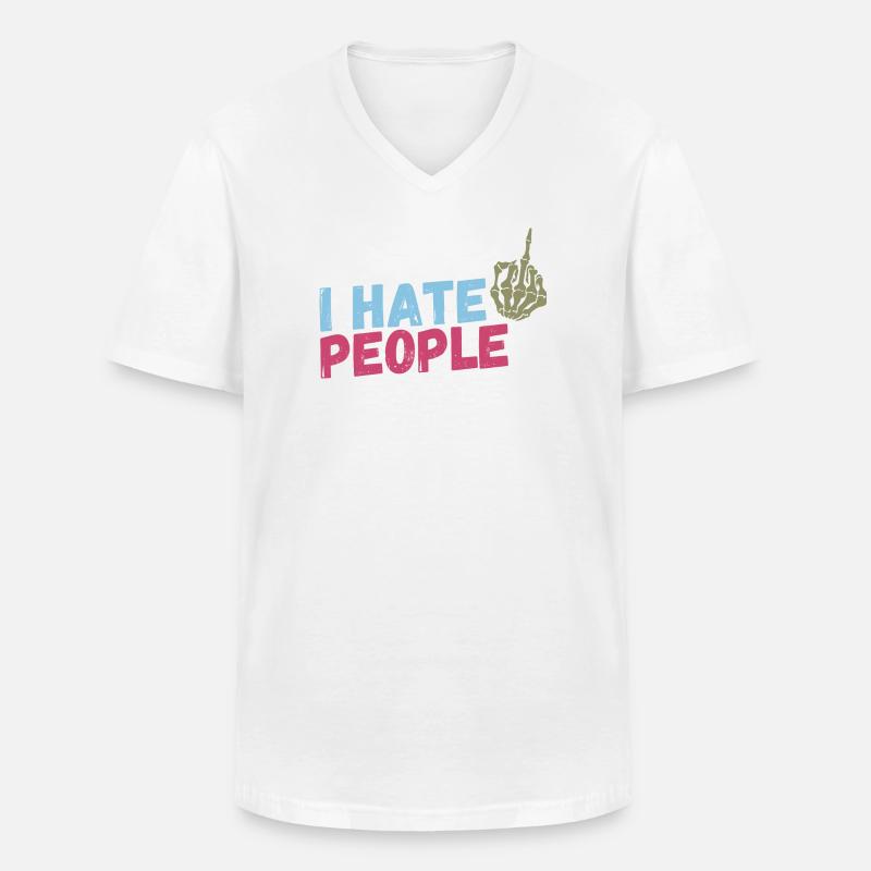 I hate People - Männer-T-Shirt mit V-Ausschnitt - Weiß