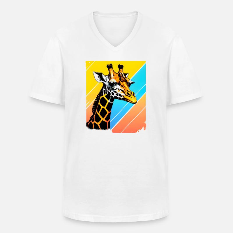 Giraffe Pop Art Farbgeometrie - Männer-T-Shirt mit V-Ausschnitt - Weiß