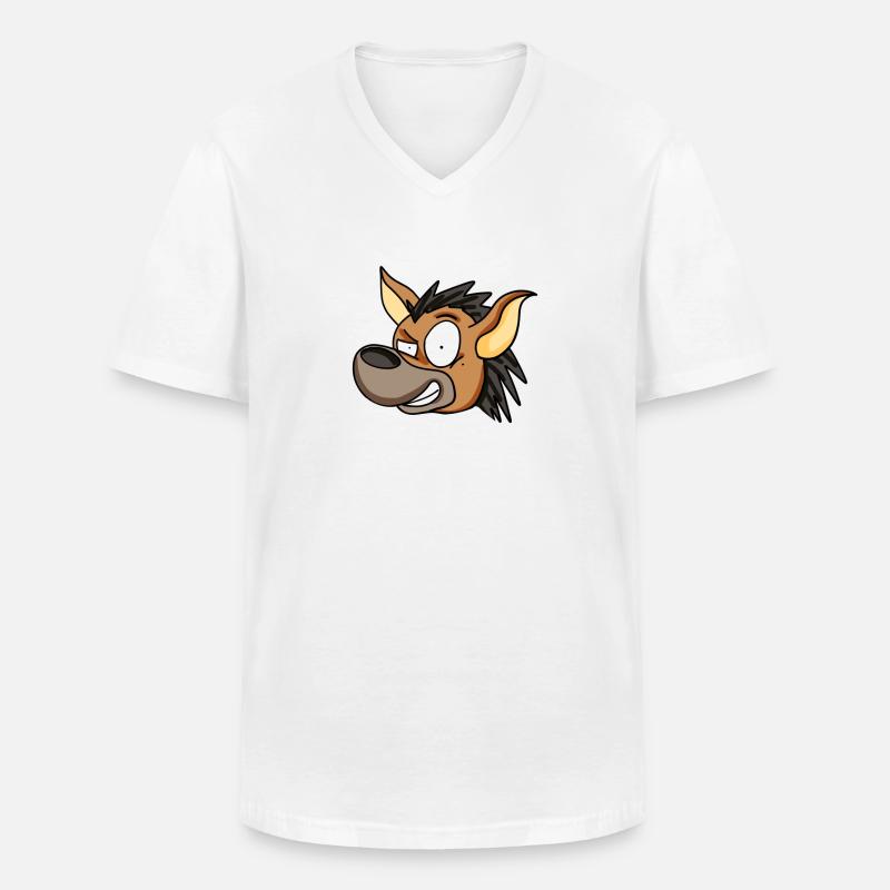 Hyäne - Männer-T-Shirt mit V-Ausschnitt - Weiß